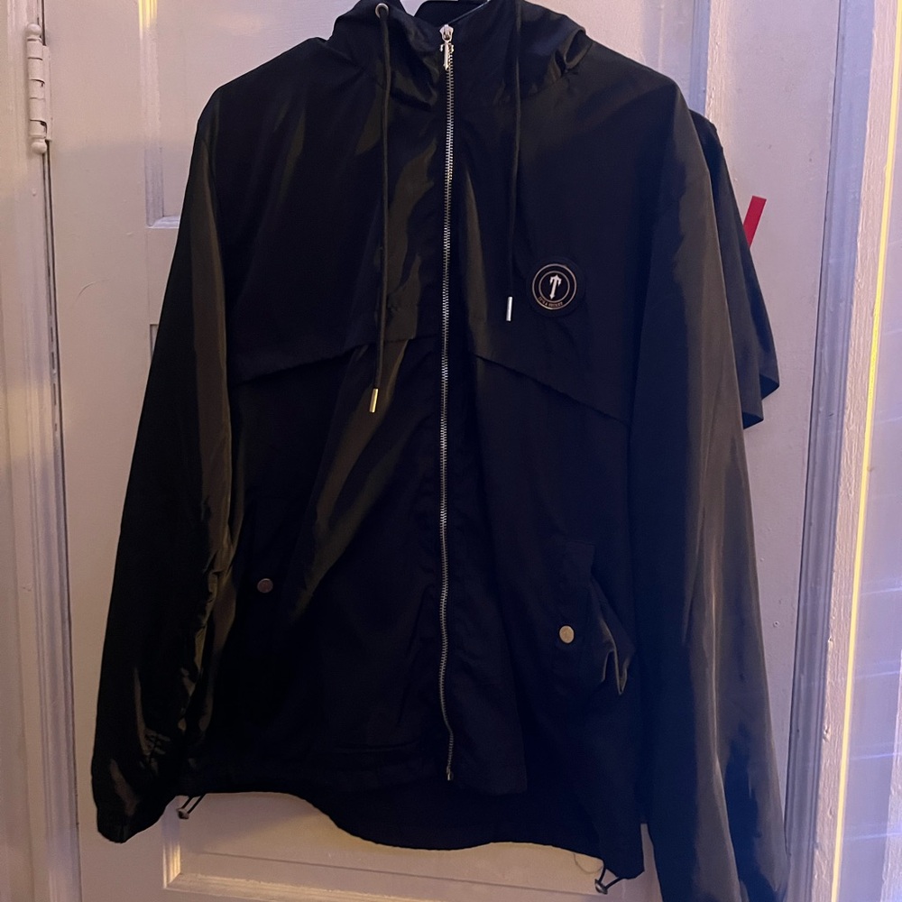 Men's Black Hooded Windbreaker